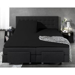 Splittopper hoeslaken 160x200 jersey zwart