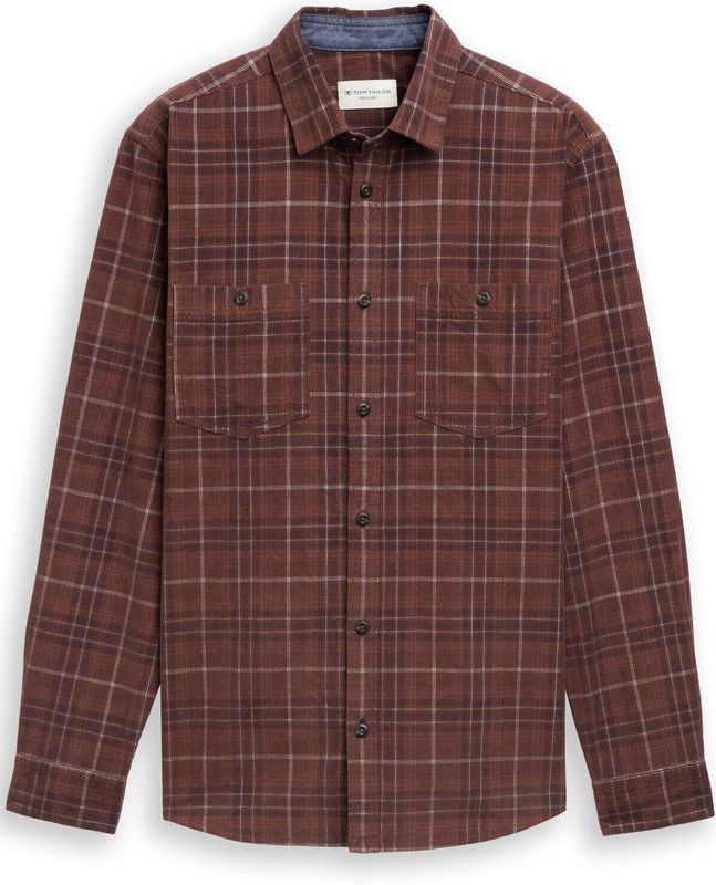Tom Tailor Regular fit corduroy overhemd met ruitjesmotief