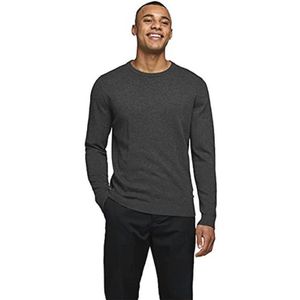 JACK & JONES Pullover trui heren Jjebasic Knit Crew Neck Noos , grijs (dark grey melange) , S
