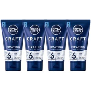 4 x NIVEA MEN - Styling Gel - Shine - 150 ml - Styling Gel - Haar Fixatie - Natuurlijke Glans - Gezond Haar - Vitamine E
