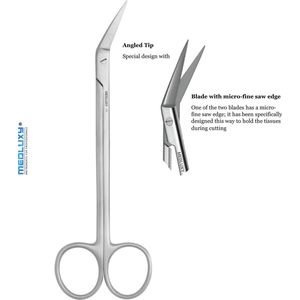 Medluxy - Medische Hoekschaar Locklin - 17cm - EHBO Verpleegkunde Verpleegkundigen en Artsen - Chirurgische Gehoekte Tandvleesschaar