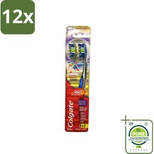 Colgate - 360° Geavanceerd - Tandenborstel - Medium - 2 Tandenborstels - Voordeelverpakking - 12 stuks - Tandenborstel - Elektrische tandenborstel