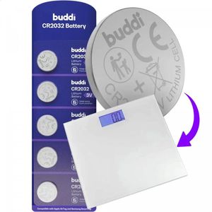 Buddi CR2032 | 5 Pack | Batterij Geschikt voor Weegschaal | Lithium Knoopcelbatterij | Platte Batterij | Batterij vervangen | 210mh / 3V