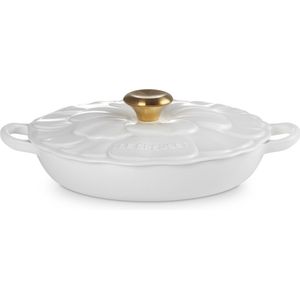 Le Creuset Braadpan Signature - Campagnard Bloesem - Wit - Ø 26 cm / 2,2L - Geëmailleerd Gietijzer - Perfect voor Stoofschotels, Braadgerechten en Koken met een Zachte Kleur