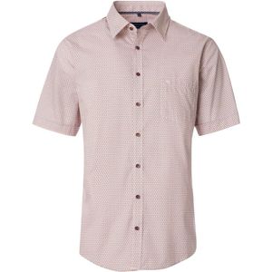 CASA MODA - Sport Comfort Fit - Overhemd - Wit met Oranje en Blauw Dessin - Korte Mouw