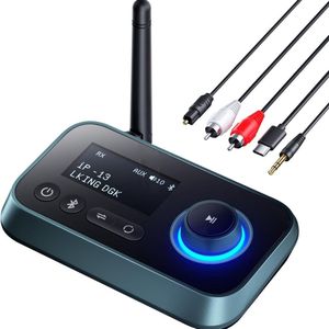 CRLYN® Bluetooth Receiver Aux - Ontvanger - Carkit - Zwart en Blauw