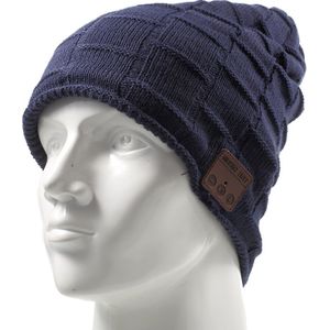 Peachy Bluetooth muziekmuts knitted blauw music hat