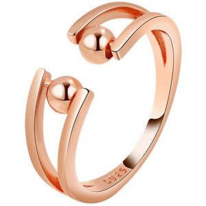 Anxiety Ring - (Bolletjes) - Stress Ring - Fidget Ring - Anxiety Ring For Finger - Draaibare Ring Dames - Spinning Ring - Spinner Ring - One-size - (Zilver 925) Rose-Goud
