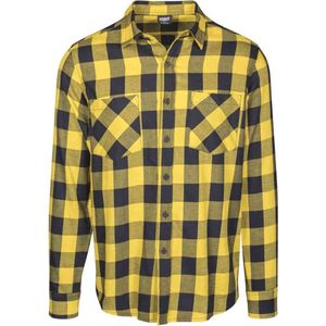 Urban Classics Checked Flannel Heren Flanellen overhemd - zwart/geel - 3XL