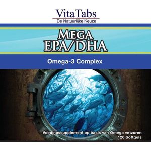 VitaTabs Mega EPA-DHA - Krachtig Omega 3 Complex - 120 softgels - Visolie - Voedingssupplement