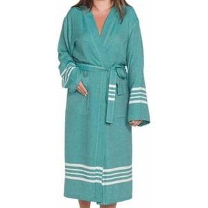 Hamam Badjas Krem Sultan Petrol - M - unisex - hotelkwaliteit - sauna badjas - luxe badjas - dunne zomer badjas - ochtendjas