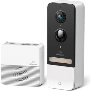 Video Deurbel Met Camera - Draadloze Slimme Deurbel Zonder Abonnement - Videodeurbel Met Batterij, Chime en Gong - Wit
