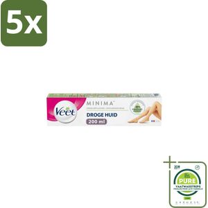 5 x Veet Ontharingscrème Minima Droge huid 200 ml - Grootverpakking - Ontharingscrème - Droge Huid - Veet Minima - Ontharing - Gladde Huid