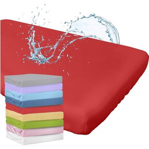 Hoeslaken met geïntegreerde matrasbeschermer 60 x 120 cm (rood) voor babybed
