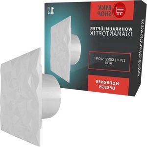 Badkamer Ventilator diamant paneel wit Ø 125 mm vochtsensor-hygrostaat - voor woonkamer