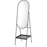 Spiegel vrijstaand Perano met plank 160x46x50 cm zwart