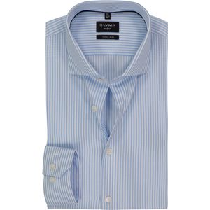 OLYMP - No. 6 Six - Overhemd - Lichtblauw Gestreept - Super Slim Fit - Strijkvriendelijk