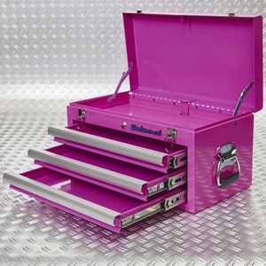 Datona® Gereedschapskist drie lades - 3 lades gevuld - roze - Roze