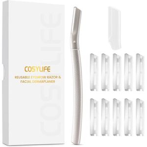 Wenkbrauwscheerapparaat en dermaplaning-gereedschap met 10 reservemesjes voor vrouwen