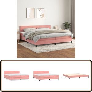 vidaXL Boxspring Fluweel Roze 200x200 cm Boxspringbed - Velvet Bed - Roze Bed - Tweepersoonsbed - Boxspring