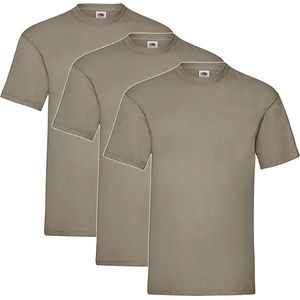 3 Pack Khaki Shirts Fruit of the Loom Ronde Hals Maat XL Valueweight