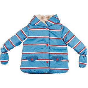 Ducksday - winterjas voor baby - Afneembare wantjes - waterdicht - unisex - Benjamin - maat 74 - gratis sjaal