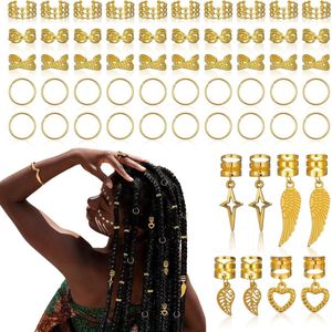 Allecto plus - Accessoires voor dreadlocks en vlechten - 58 stuks - Gouden haaraccessoires - Loc sieraden - Haarspiralen - Verstelbare manchetten - Accessoires voor dreadlocks