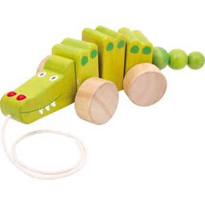 Trekfiguur / trekdier hout - Krokodil - Houten speelgoed vanaf 1 jaar