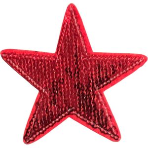 Ster Strijk Embleem Patch Paillette Rood 7.5 cm / 7.5 cm / Rood