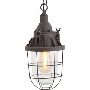 Industriële hanglamp Ebbe | 1 lichts | bruin | glas / metaal | in hoogte verstelbaar tot 156 cm | Ø 17 cm | eetkamer / woonkamer lamp | modern design