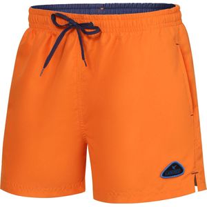 Ladeheid LA-ZA-SWS-Short Heren Zwembroek - Zwemshorts - met zijzakken en achterzak - sneldrogend - met binnenslip van mesh - Koordsluiting - Polyester - Oranje/Kobalt - S