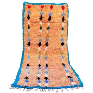 Blauw tapijt, Marrokaans vloerkleed 275 x 130 cm - vintage kleed - loper