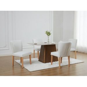 Set van 2 stoelen van kunstleer en heveahout - Wit - ANALIA L 51 cm x H 87 cm x D 61 cm