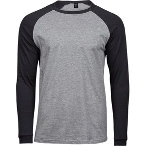 Tee Jays Herenshirt met lange mouwen Baseball T-Shirt (Heide Grijs/Zwart)