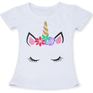Eenhoorn tshirt meisje - eenhoorn shirt - Unicorn T-shirt - maat 104/110 / M - meisjes eenhoorn shirt 3 - 4 jaar