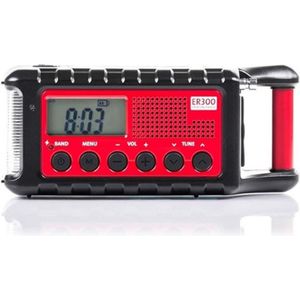 Noodradio - Solar Opwindbaar - Solar powerbank - 2000mAh - Zonneenergie - Survival Noodpakket - Zaklamp Oplaadbaar - AM/FM - Noodrantsoen - Rood