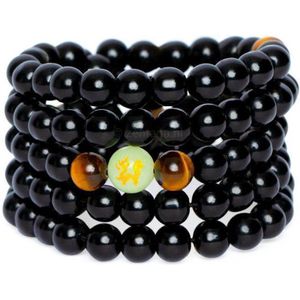 Zentana - Mala Armband - Draak - Onyx & Tijgeroog - Beheersing - Armbanden met Kralen - Armbandjes voor Dames & Heren - 8mm stenen