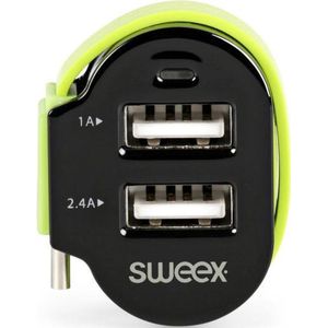 Sweex - Sweex CH-024BL Autolader 3-uitgangen 6 A 2x Usb / Usb-c™ Zwart/groen - 30 Dagen Niet Goed Geld Terug