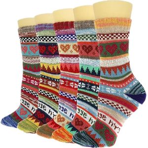 Huissokken - Wintersokken - 5 Paar - Thuissokken - Huissokken Dames en Heren - Verwarmde sokken - Fleece Sokken - Dikke Sokken - Slofsokken - Warme Sokken - Bedsokken - Gevoerde Sokken - Winter Sokken - Cadeautip - KerstLiefde, één maat