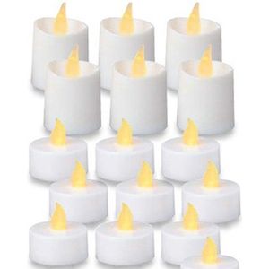 16 stuks Led theelichtjes en led kaarsjes witte kleur met batterij
