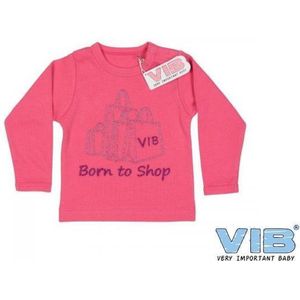 VIB Baby T-shirt roze Born to shop Maat 0-3 maanden