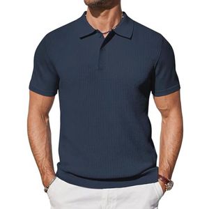 Gebreid Poloshirt Heren Korte Mouwen Zomer Casual Regular Fit