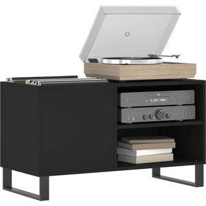 Platenspeler Meubel - LP-kast - Platenspelerkast - Draaitafelstandaard - Platenspelerstandaard - Vintage Displayplank - Zwart