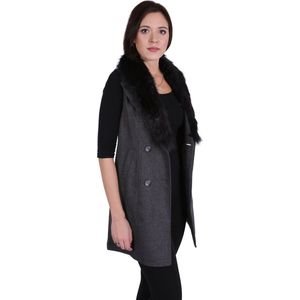 Elegante Grijze Mouwloze Jas