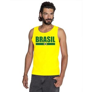 Geel Brazilie supporter singlet shirt/ tanktop heren XXL