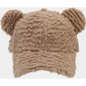 FluffyCaps® Brown Bear - Pet voor volwassenen - Pet dames zomer - Pet met oortjes - Pluche afwerking - Verstelbare sluiting - Teddy pet - Festival pet - Festival cap - Baseball cap - Festival accessoires - Zomer pet - Unisex