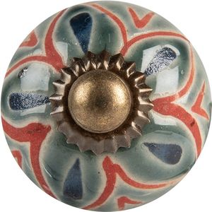 Clayre & Eef Deurknop Ø 3x3 cm Groen Keramiek