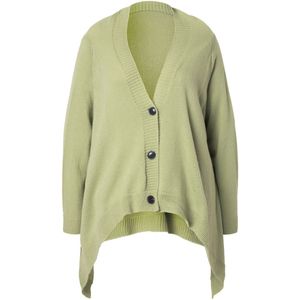 MIAMODA - Dames - Cardigan cape-look knoopsluiting lange mouwen - Pastelgroen - Maat 46+