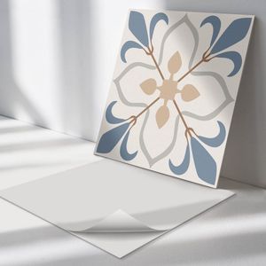 Wallfluent Vinyl Wandpaneel - Bloemenpatroon met bladeren Wandpaneel PVC - 50 cm x 50 cm - Beige Vinyl Wandpaneel - Set van 4 - Vierkant Wandbekleding Vinyl - Texturen Wandpaneel - Zelfklevend Wandpaneel - Wandpaneel Keuken en Badkamer