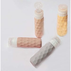 Siliconen reisflesjes voor toiletartikelen met doorzichtig zakje - 4-pack vakantiebenodigdheden Reisflesjes voor toiletartikelen - Navulbare shampoo- en conditionerfles - Lekvrij, knijpbaar Reisaccessoires (roze)